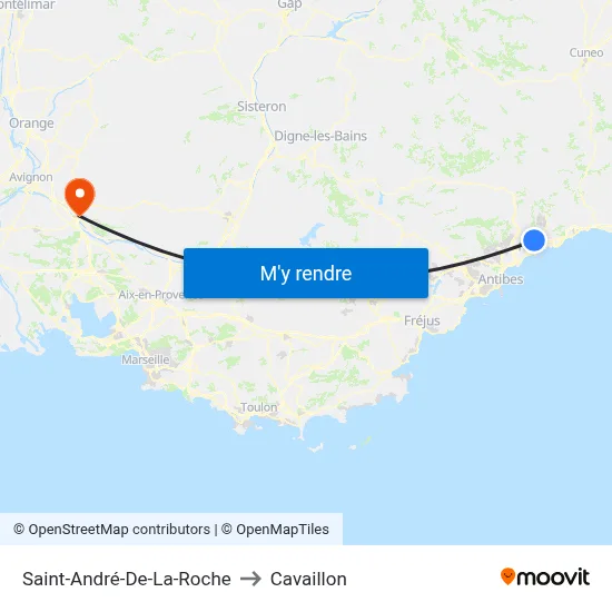 Saint-André-De-La-Roche to Cavaillon map