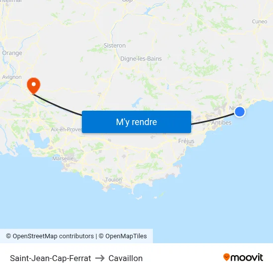 Saint-Jean-Cap-Ferrat to Cavaillon map