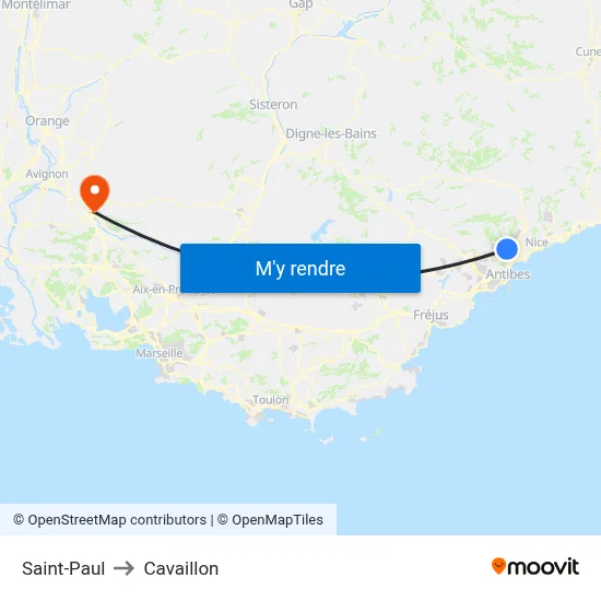 Saint-Paul to Cavaillon map