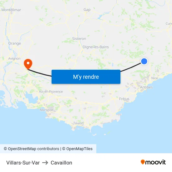 Villars-Sur-Var to Cavaillon map