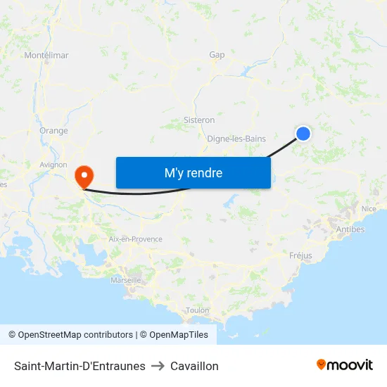 Saint-Martin-D'Entraunes to Cavaillon map