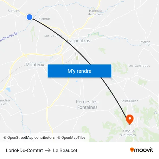 Loriol-Du-Comtat to Le Beaucet map