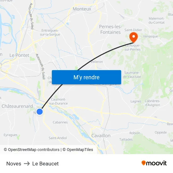 Noves to Le Beaucet map