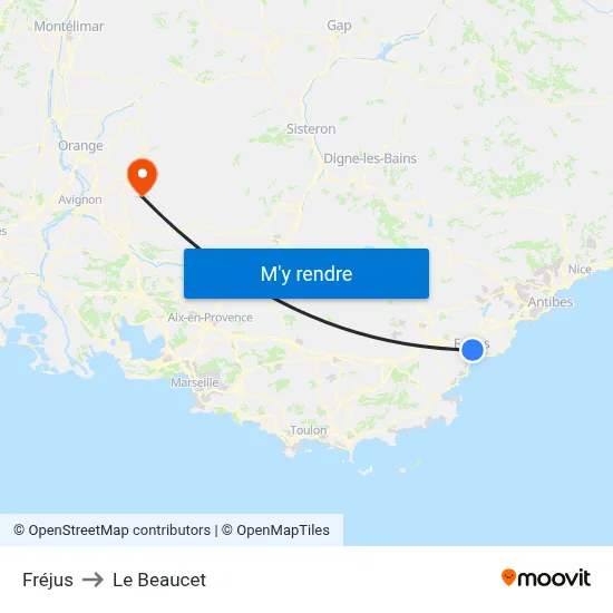 Fréjus to Le Beaucet map