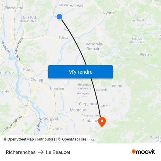 Richerenches to Le Beaucet map
