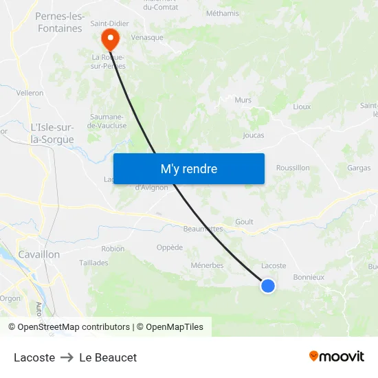 Lacoste to Le Beaucet map