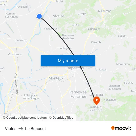 Violès to Le Beaucet map