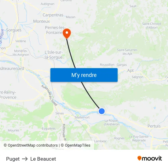 Puget to Le Beaucet map