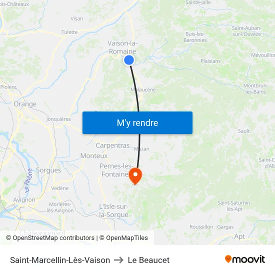Saint-Marcellin-Lès-Vaison to Le Beaucet map