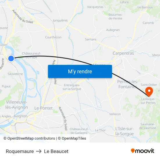 Roquemaure to Le Beaucet map