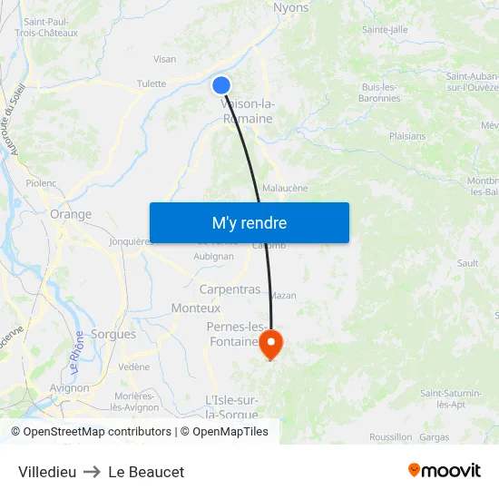 Villedieu to Le Beaucet map