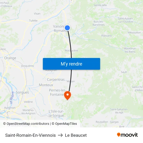 Saint-Romain-En-Viennois to Le Beaucet map