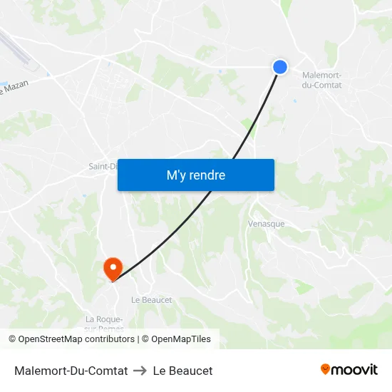 Malemort-Du-Comtat to Le Beaucet map