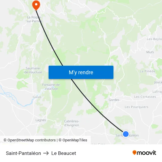 Saint-Pantaléon to Le Beaucet map
