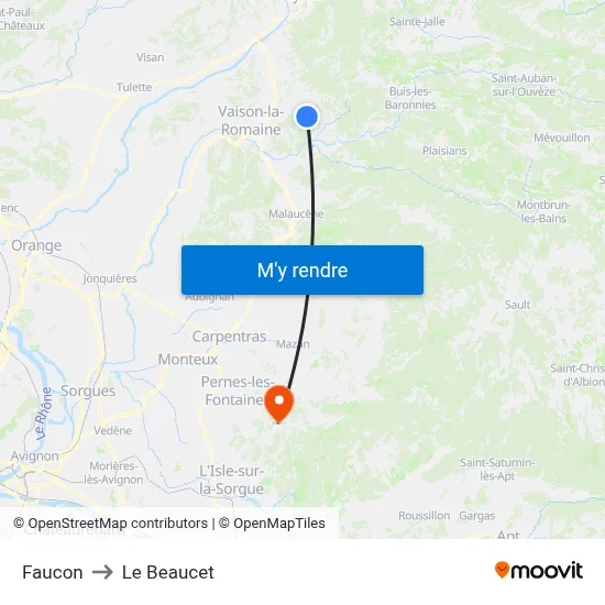 Faucon to Le Beaucet map