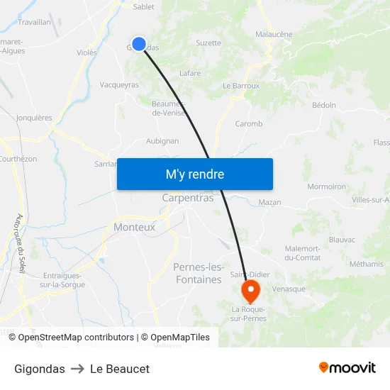 Gigondas to Le Beaucet map