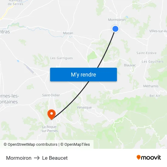 Mormoiron to Le Beaucet map