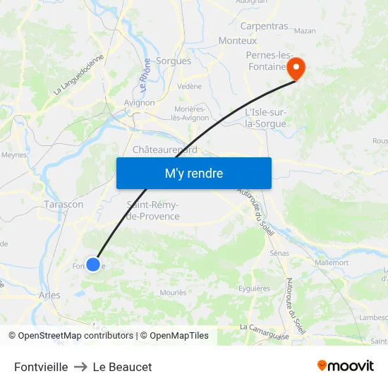 Fontvieille to Le Beaucet map