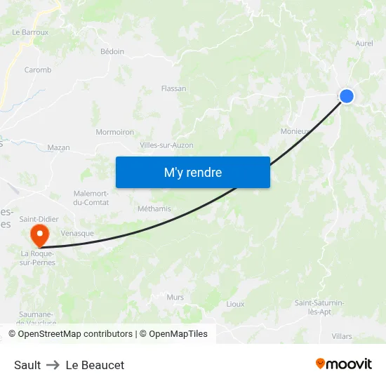 Sault to Le Beaucet map
