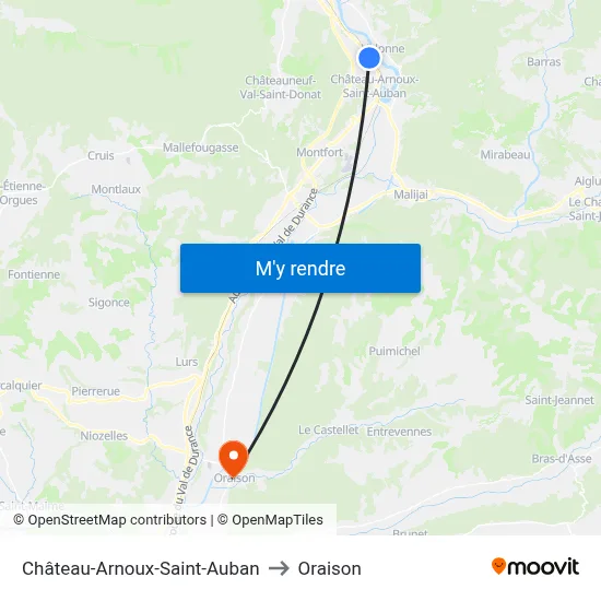 Château-Arnoux-Saint-Auban to Oraison map