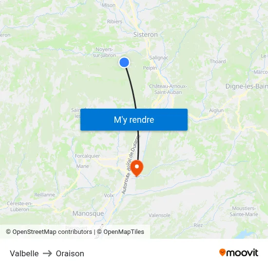 Valbelle to Oraison map