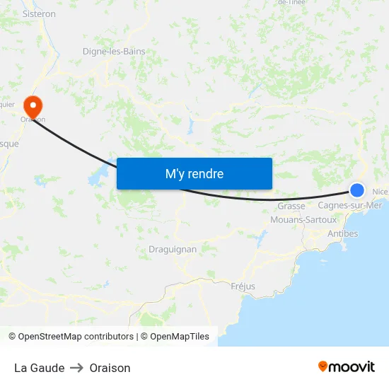 La Gaude to Oraison map