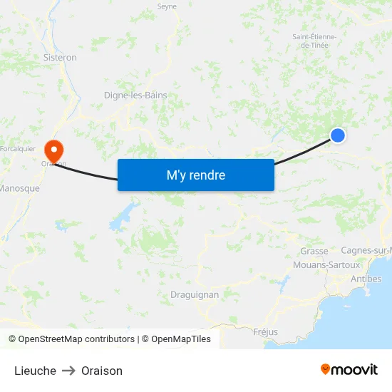 Lieuche to Oraison map
