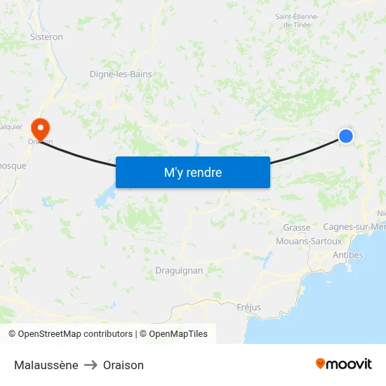 Malaussène to Oraison map