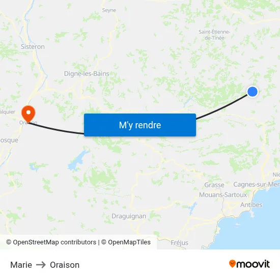 Marie to Oraison map
