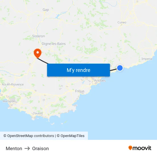 Menton to Oraison map