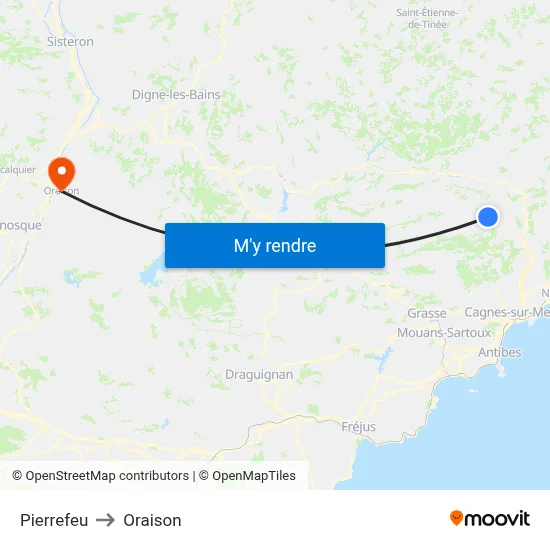 Pierrefeu to Oraison map