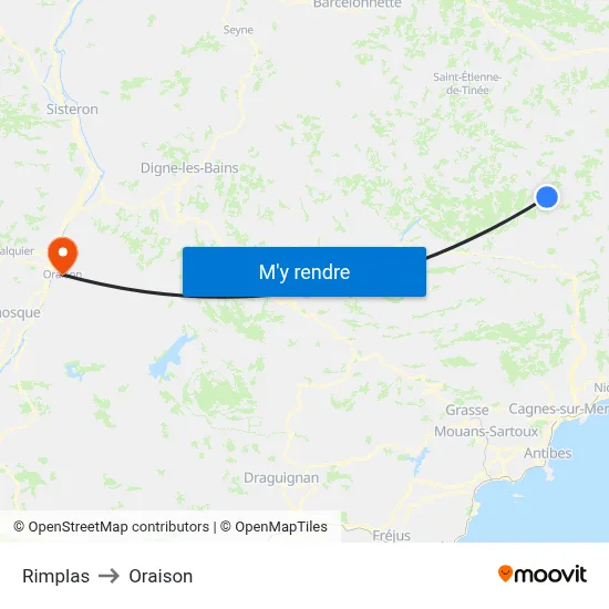 Rimplas to Oraison map