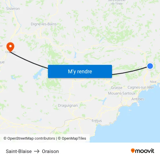 Saint-Blaise to Oraison map