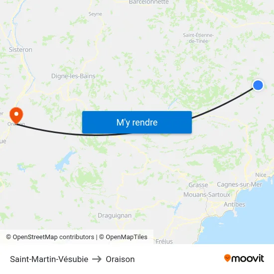 Saint-Martin-Vésubie to Oraison map