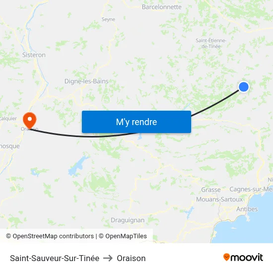 Saint-Sauveur-Sur-Tinée to Oraison map