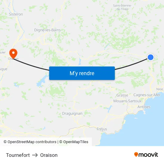 Tournefort to Oraison map