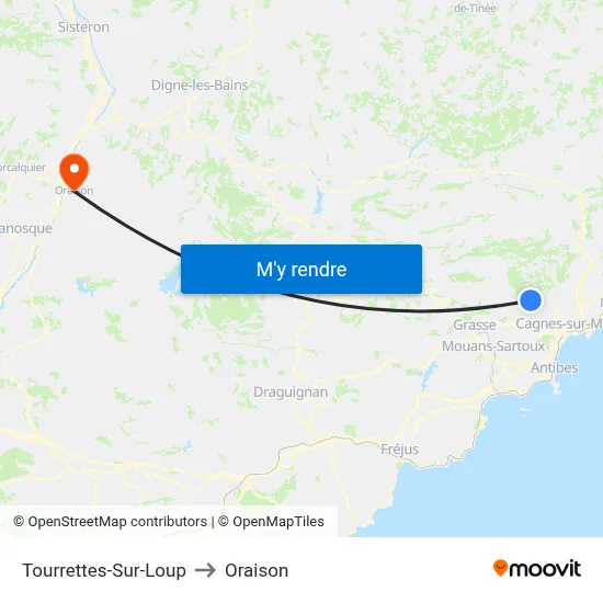 Tourrettes-Sur-Loup to Oraison map
