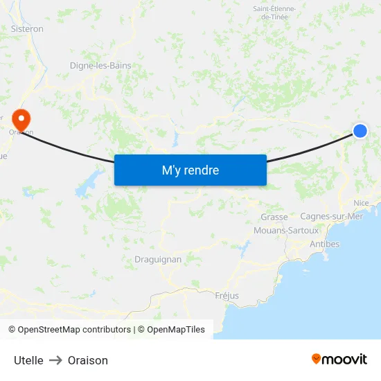 Utelle to Oraison map
