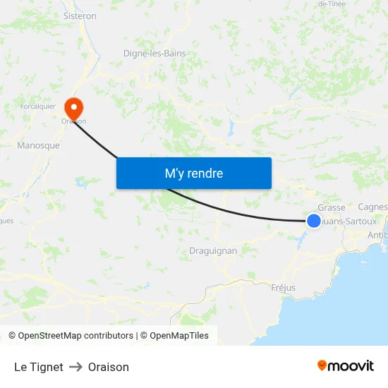 Le Tignet to Oraison map