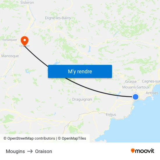 Mougins to Oraison map