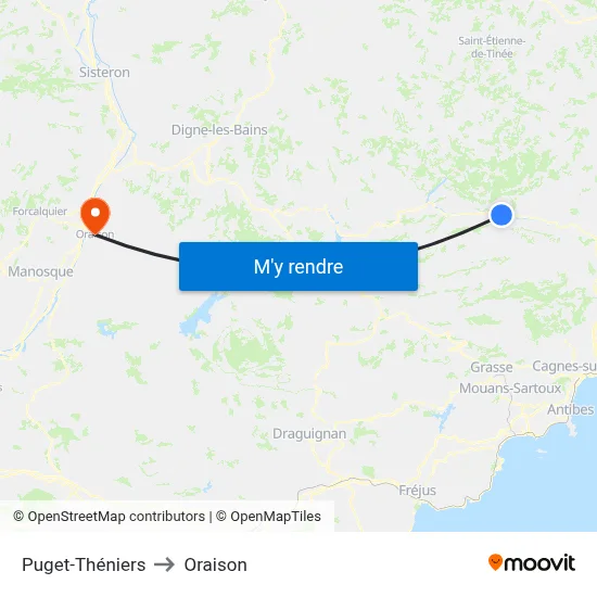 Puget-Théniers to Oraison map