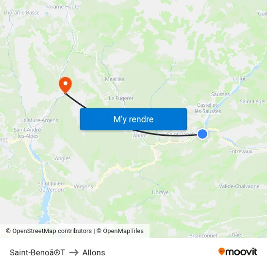 Saint-Benoã®T to Allons map
