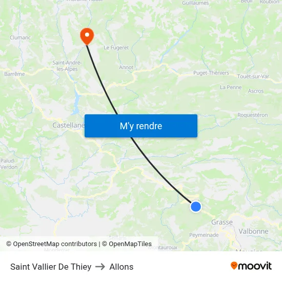 Saint Vallier De Thiey to Allons map