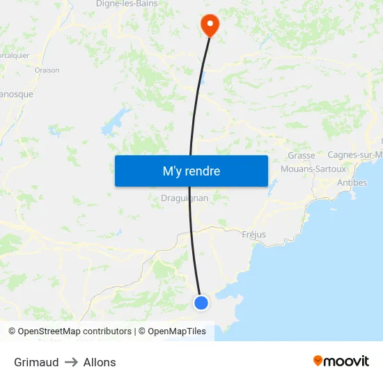 Grimaud to Allons map