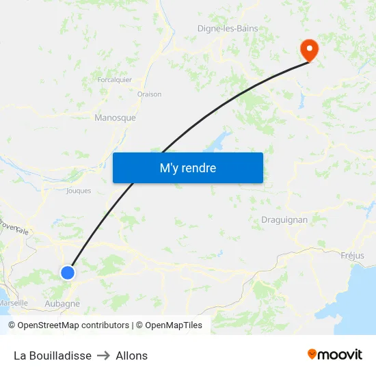 La Bouilladisse to Allons map