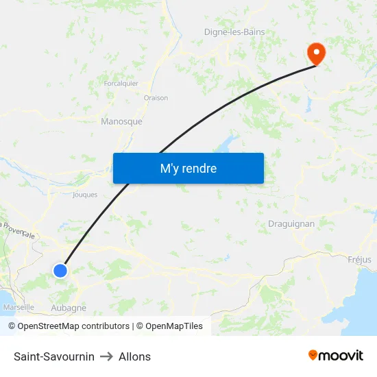 Saint-Savournin to Allons map