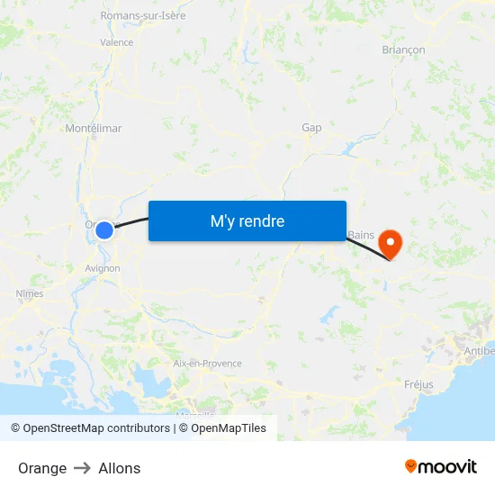 Orange to Allons map