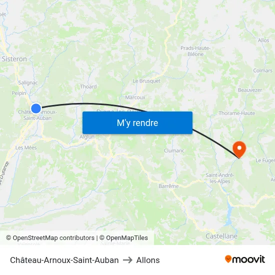Château-Arnoux-Saint-Auban to Allons map