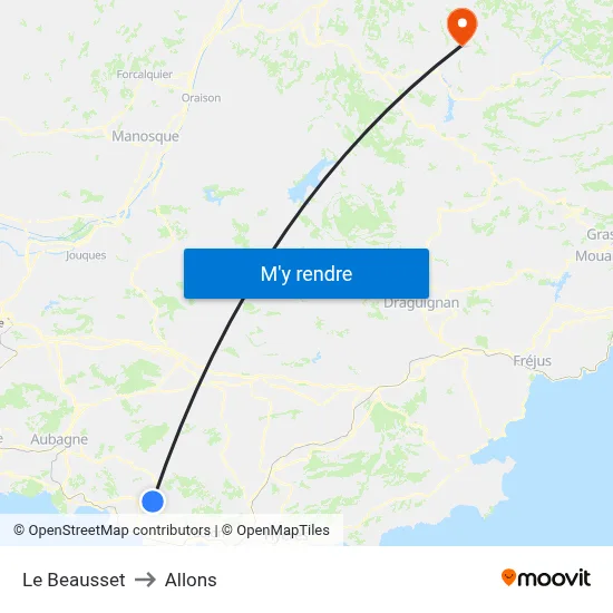 Le Beausset to Allons map