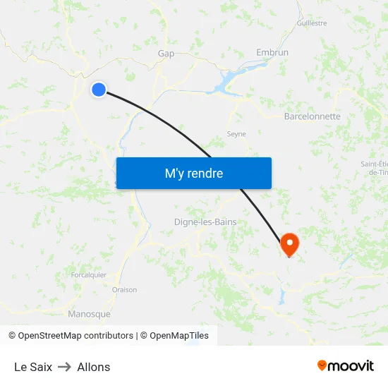 Le Saix to Allons map